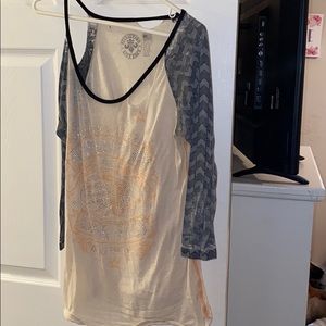 SUPER CUTE! size L affliction 3/4 sleeve t shirt